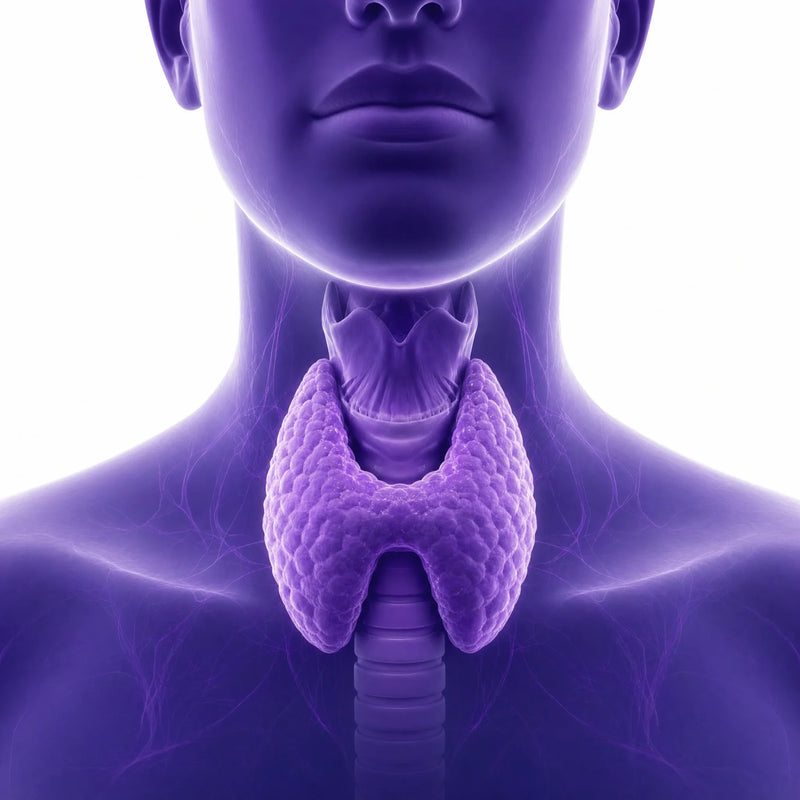 Illustration of the thyroid gland in the neck